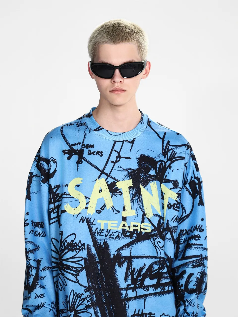 Saint michael tears all-over printed long-sleeved vintage autumn and winter T-shirt Style number: 103 Size: M L XL Wholesale price: 136 Color: Picture color